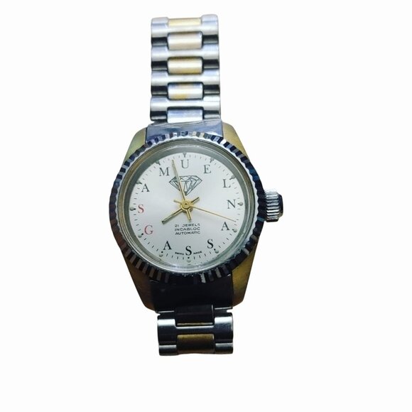 Samuel Gassan Ronda Matic 4138 Automatic Watch Vintage1980s Two Tone Bracelet main image 14